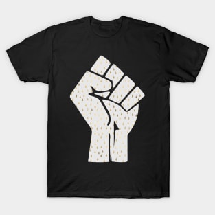 Black Lives Matter Fist White with Gold Drops T-Shirt